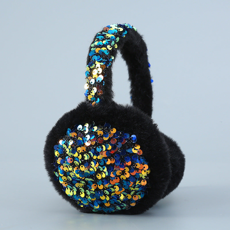 Wholesale Sequins Warm Cute Winter Earmuffs Plush Antifreeze Ear Warmer